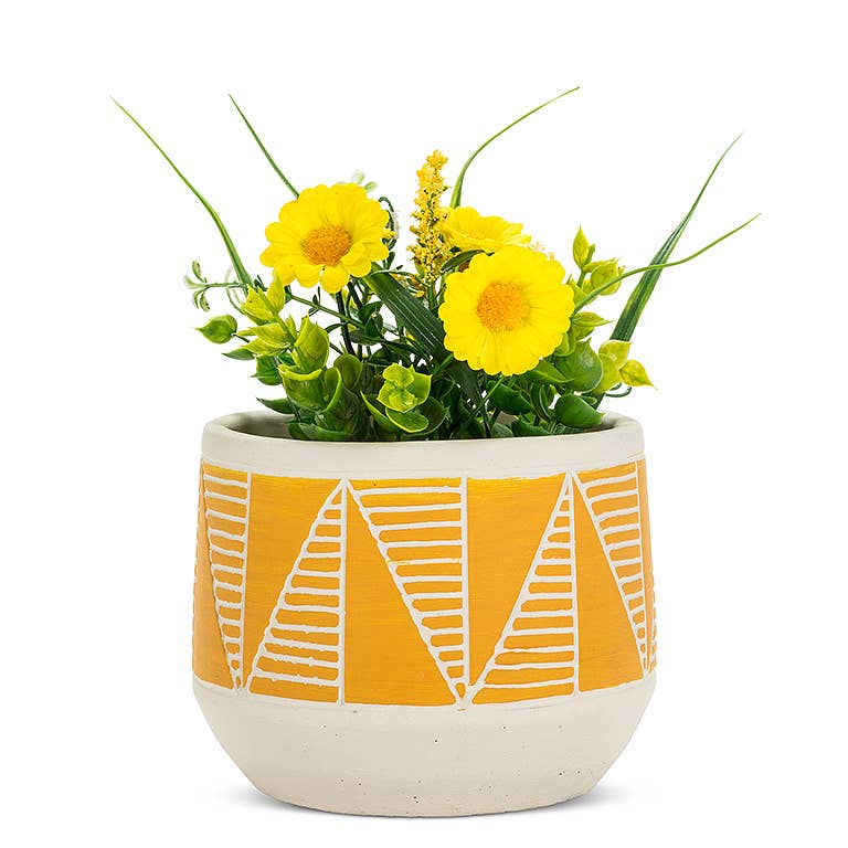 mustard yellow indoor plant pot Yellow Small Etched Planter