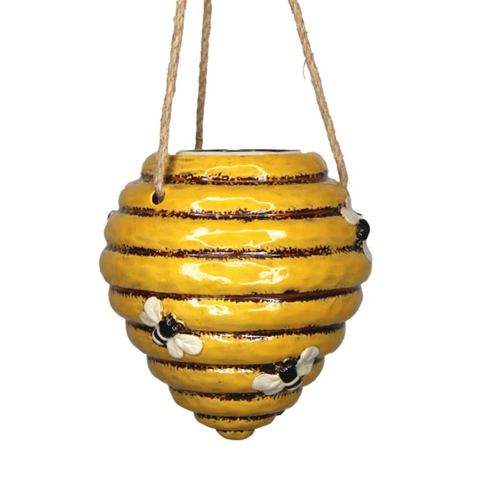 hanging beehive planter Honey Hive Hanging Ceramic Planter Pot – Bemis Honey Bee Farm