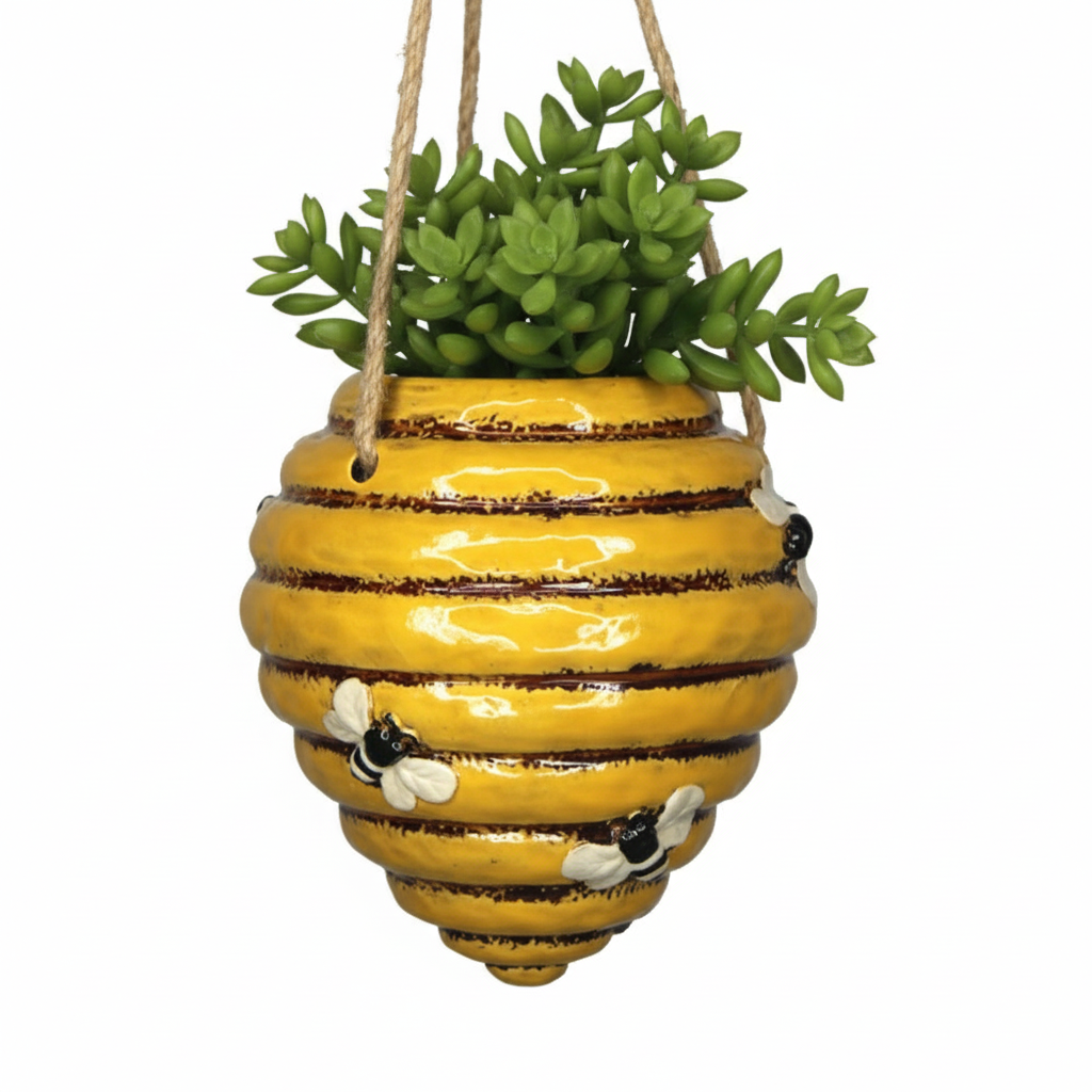 Honey Hive Hanging Ceramic Planter Pot