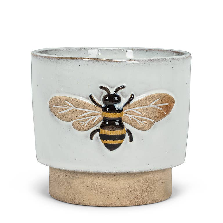 large bee plant pot Abbott Collection 27-CRITTER-844-LG Large Single Emboss Bee Planter, 5" H